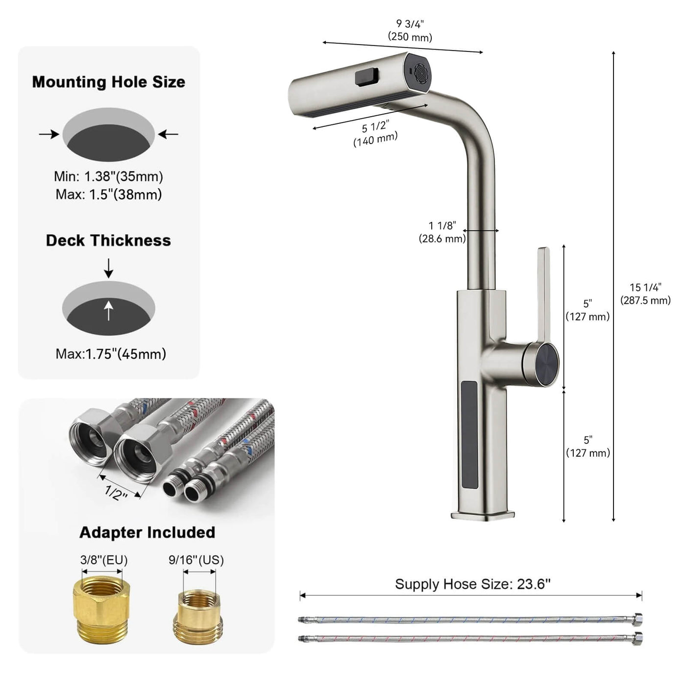 Metora 33"x 22" Stainless Steel Farmhouse Kitchen Sink-FS2501 with Waterfall & Pull-Out Kitchen Faucet-KF2209