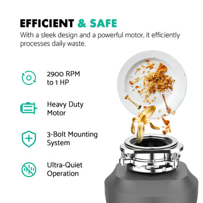 Metora 33"x22" Waterfall Stainless Steel Single Bowl Workstation Kitchen Sink with Digital Temperature Display-KS2206L-PRO with 1 HP Garbage Disposal-LGD-1010