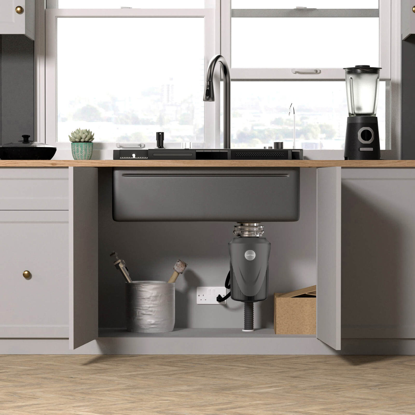 Metora 33x22 Inch Stainless Steel Single Bowl Large Kitchen Sink-KS2206L with 1 HP Garbage Disposal LGD-1010