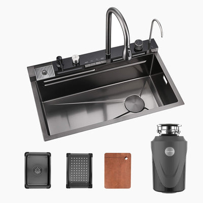 Metora 33x22 Inch Stainless Steel Single Bowl Large Kitchen Sink-KS2206L with 1 HP Garbage Disposal LGD-1010