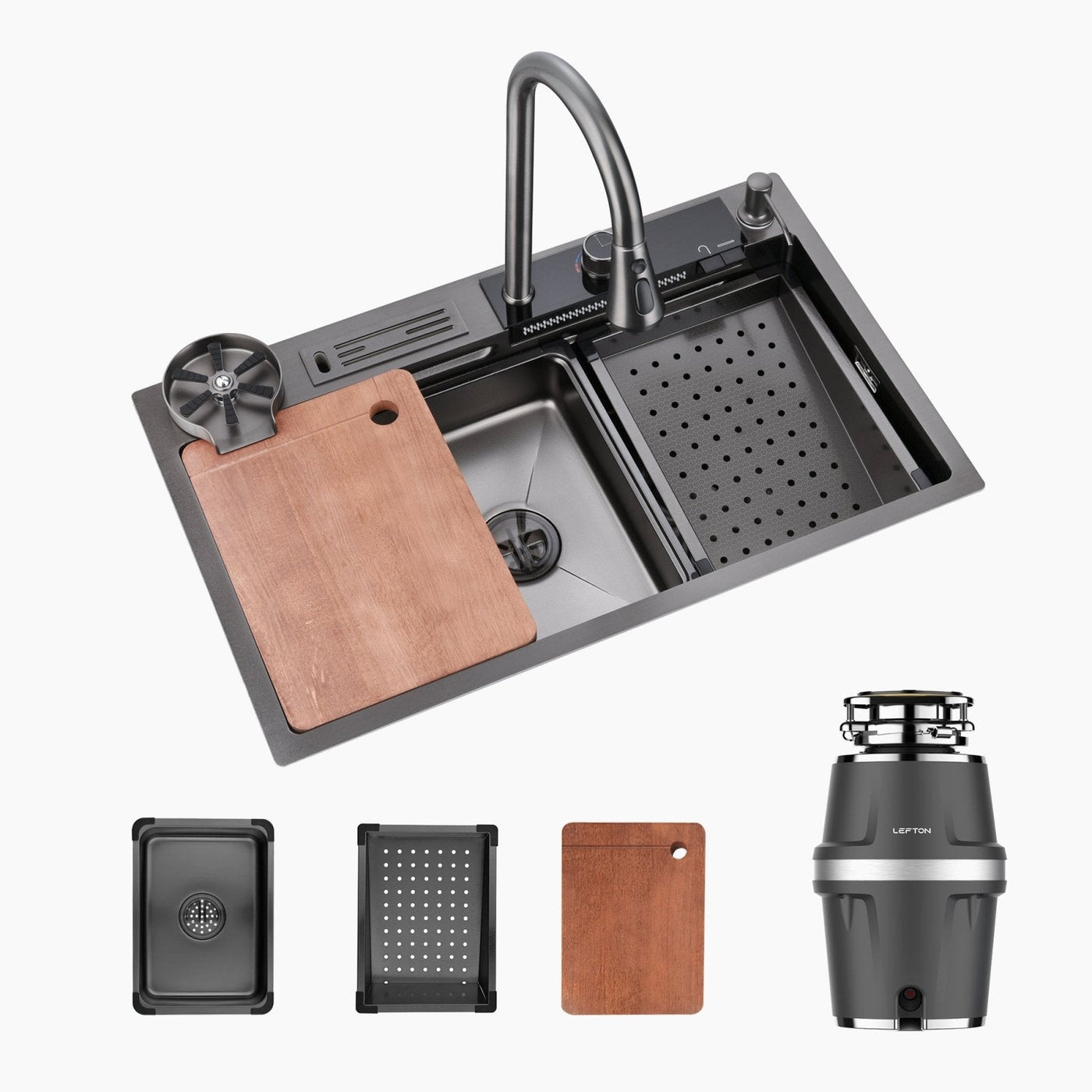 Metora Waterfall Workstation Kitchen Sink Set-KS2205 with 3/4 HP Garbage Disposal LGD-714