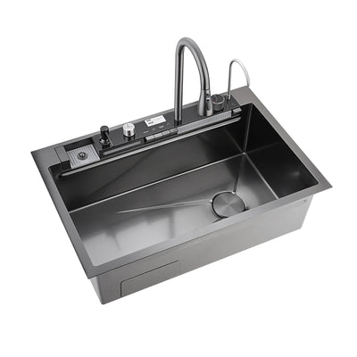 Metora 33"x22" Waterfall Stainless Steel Single Bowl Workstation Kitchen Sink with Digital Temperature Display-KS2206L-PRO