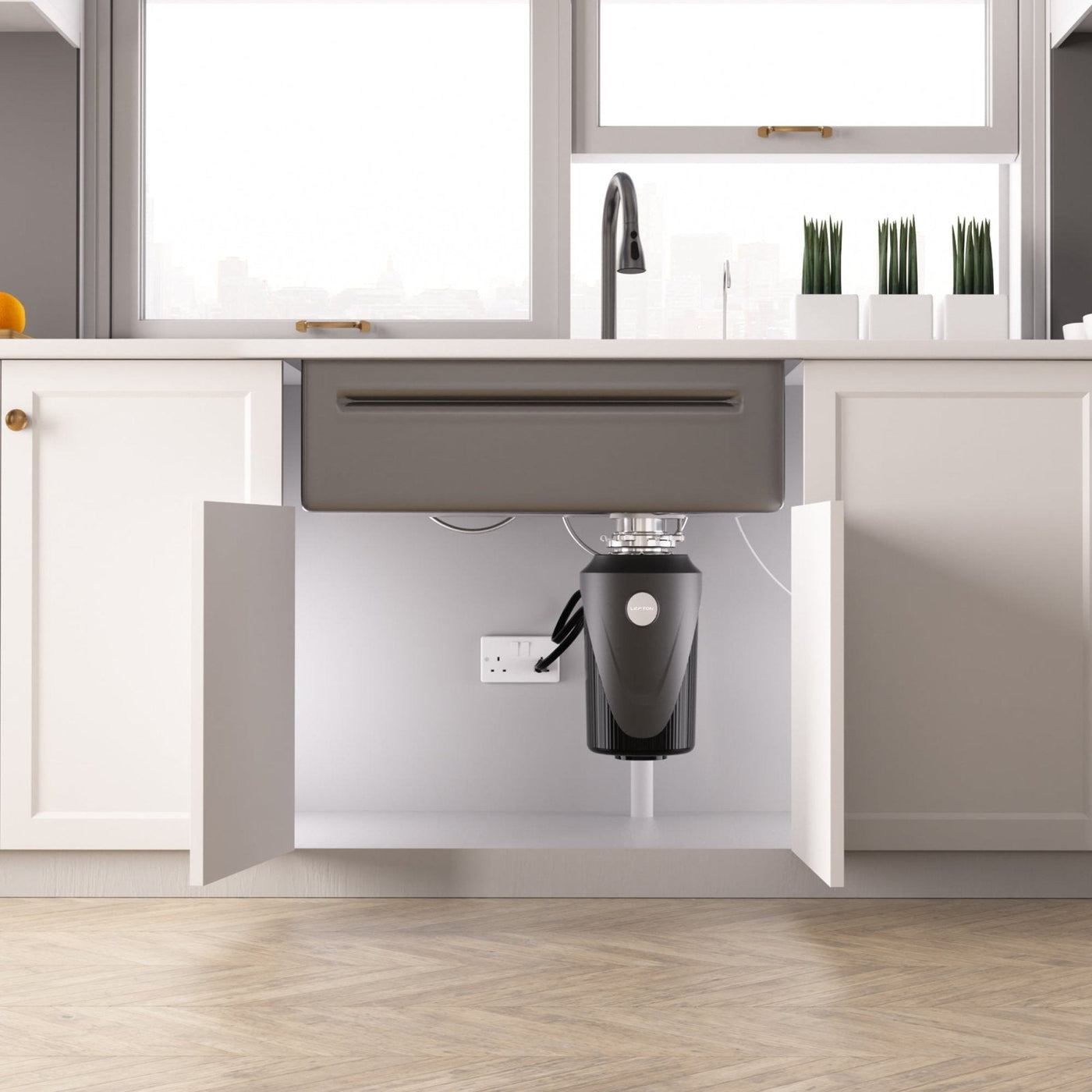 Metora 33"x22" Waterfall Stainless Steel Single Bowl Workstation Kitchen Sink with Digital Temperature Display-KS2206L-PRO with 1 HP Garbage Disposal-LGD-1010