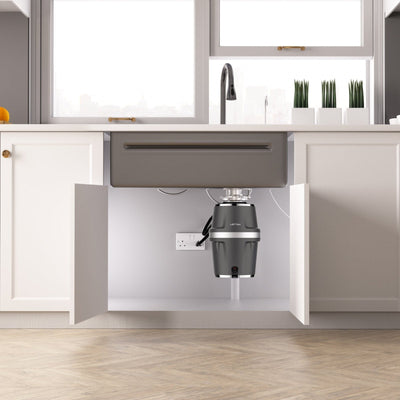 Metora 33"x22" Waterfall Stainless Steel Single Bowl Workstation Kitchen Sink with Digital Temperature Display-KS2206L-PRO with 3/4 HP Garbage Disposal-LGD-714