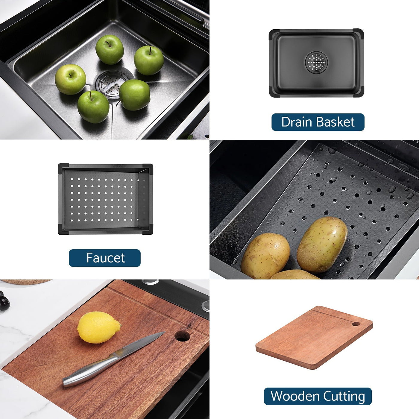 Metora 33x22 Inch Stainless Steel Kitchen Sink with Digital Temperature Display-KS2207L with 3/4 HP Garbage Disposal LGD-714