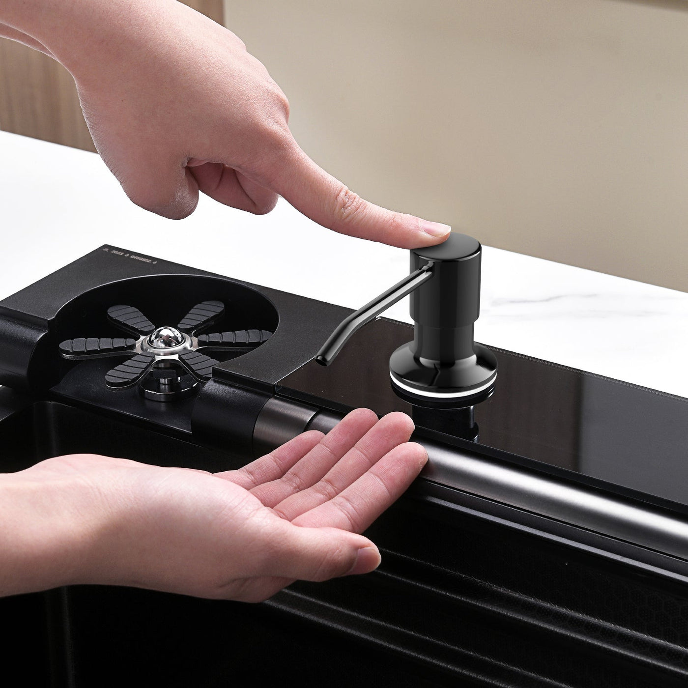 Metora Adjustable Waterfall Faucet Kitchen Sink with Digital Temperature Display & LED Lighting-KS2207