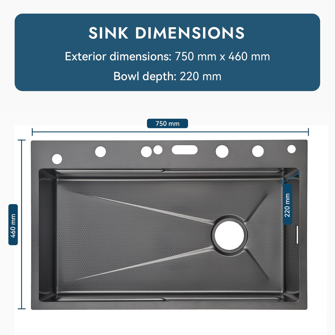 Metora Adjustable Waterfall Faucet Kitchen Sink with Digital Temperature Display & LED Lighting-KS2207
