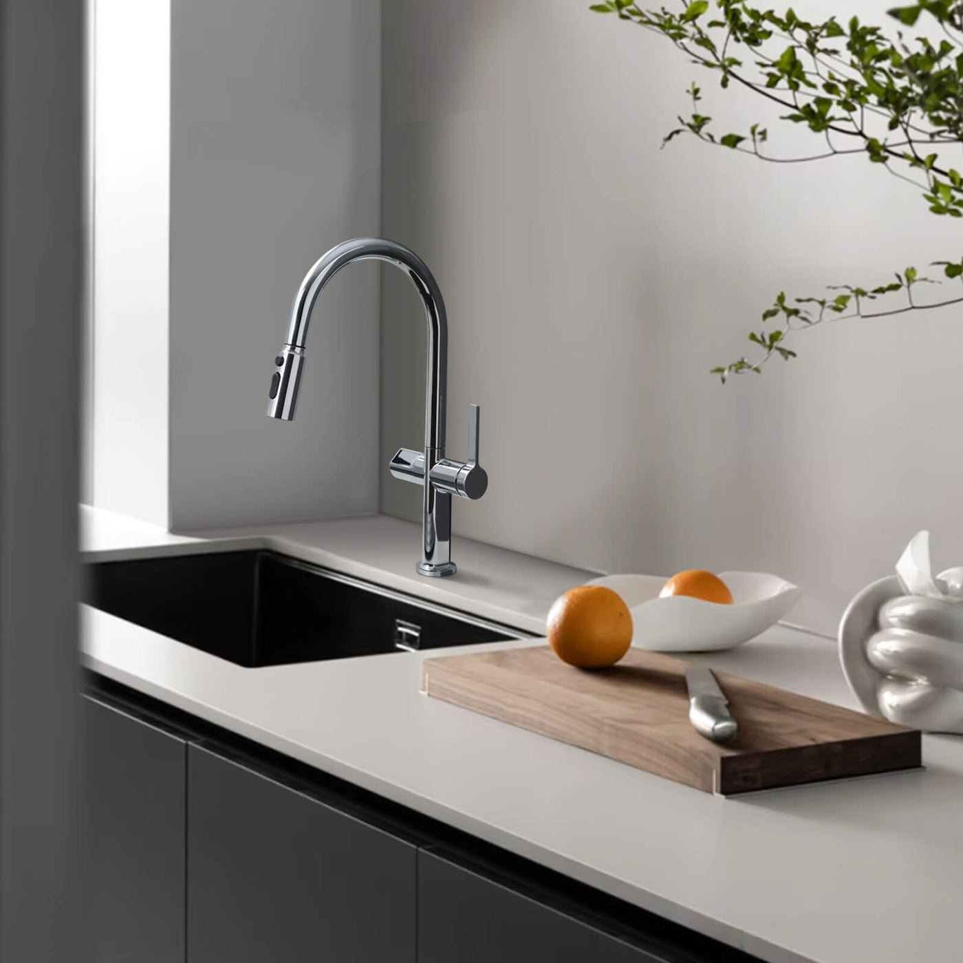 Metora Touchless Sensor & Pull-Down Kitchen Faucet with Temperature Display-KF2206
