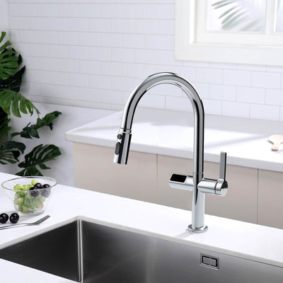 Metora Touchless Sensor & Pull-Down Kitchen Faucet with Temperature Display-KF2206