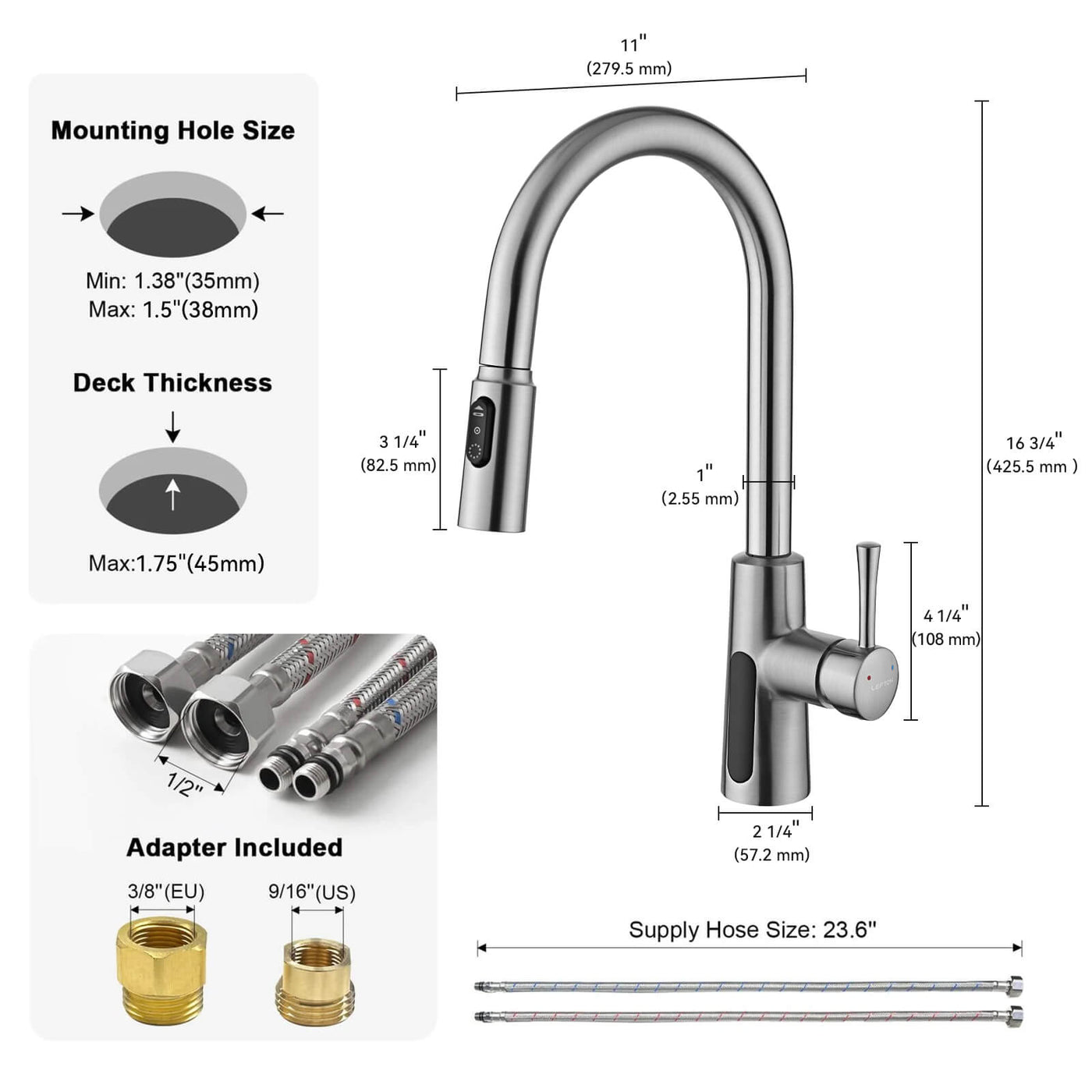 Metora Modern Pull-Down Kitchen Faucet with Temperature Display-KF2501