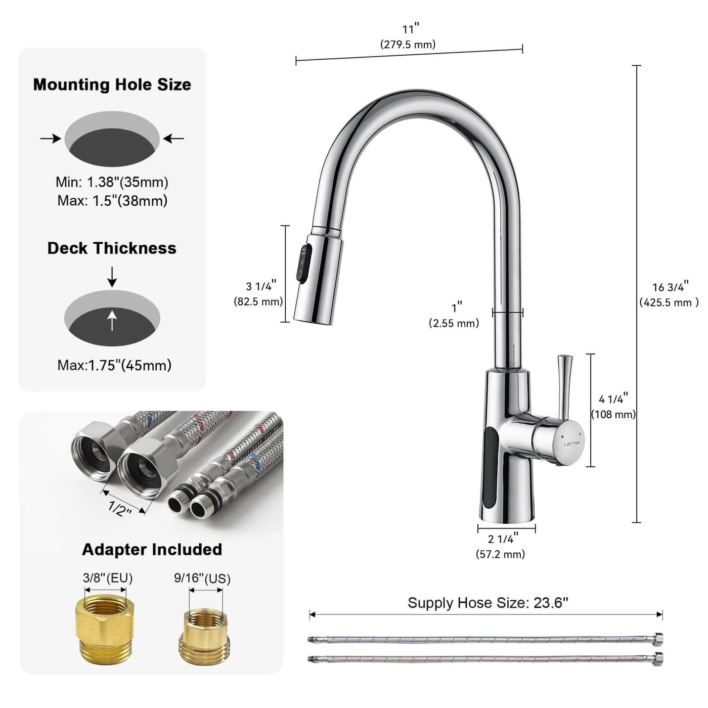 Metora Modern Pull-Down Kitchen Faucet with Temperature Display-KF2501