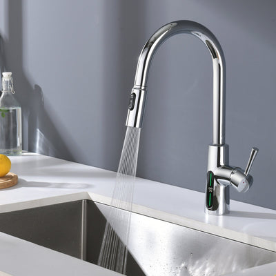 Metora Modern Pull-Down Kitchen Faucet with Temperature Display-KF2501