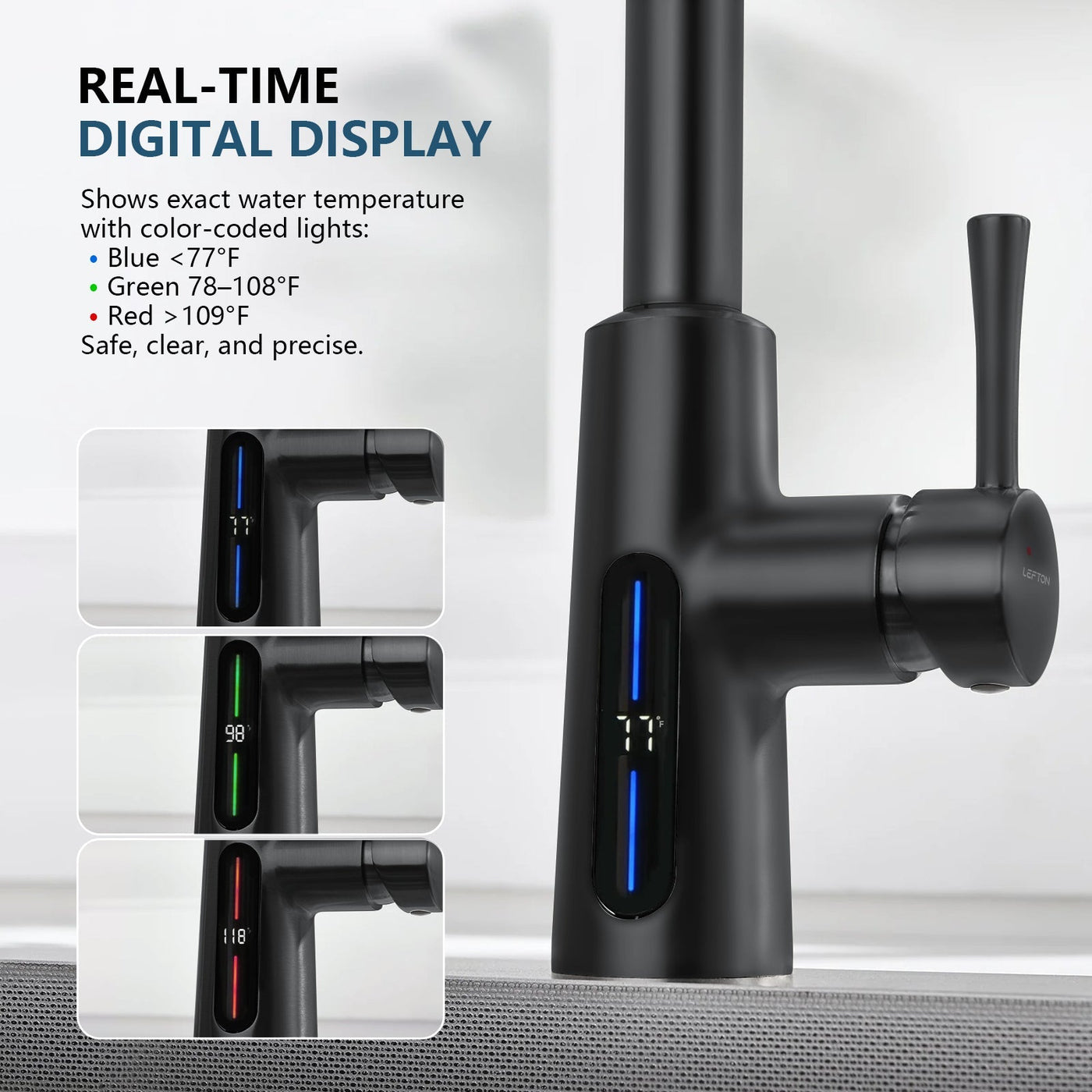 Metora Modern Pull-Down Kitchen Faucet with Temperature Display-KF2501