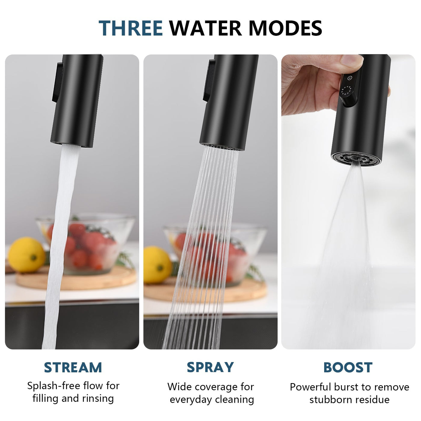 Metora Modern Pull-Down Kitchen Faucet with Temperature Display-KF2501