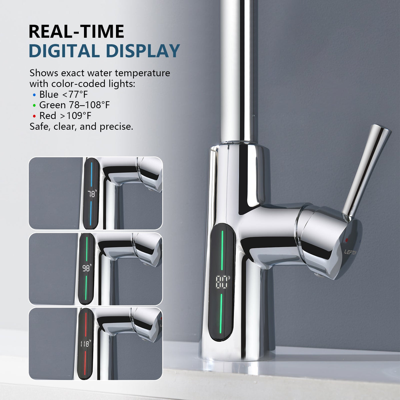 Metora Modern Pull-Down Kitchen Faucet with Temperature Display-KF2501