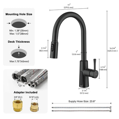 Metora Modern Pull-Down Kitchen Faucet with Temperature Display-KF2501