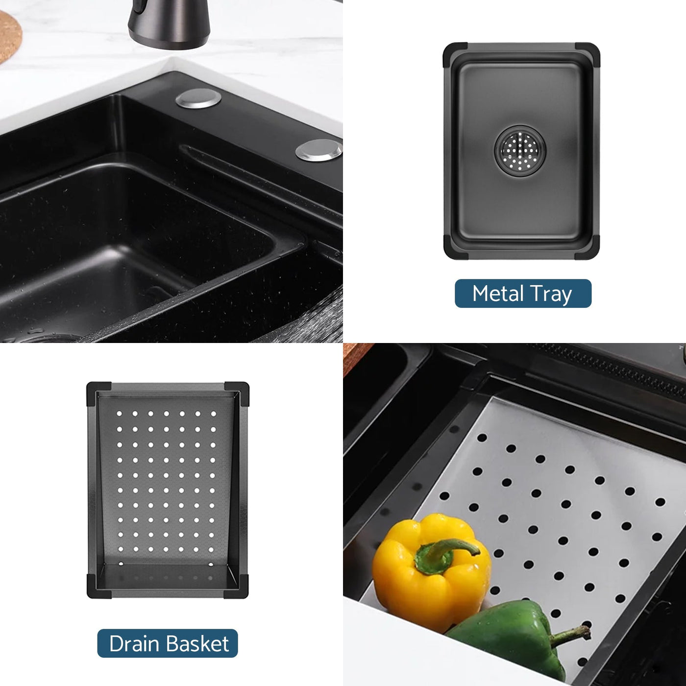 Metora Single Bowl Workstation Kitchen Sink Set with Waterfall Faucet-KS2203