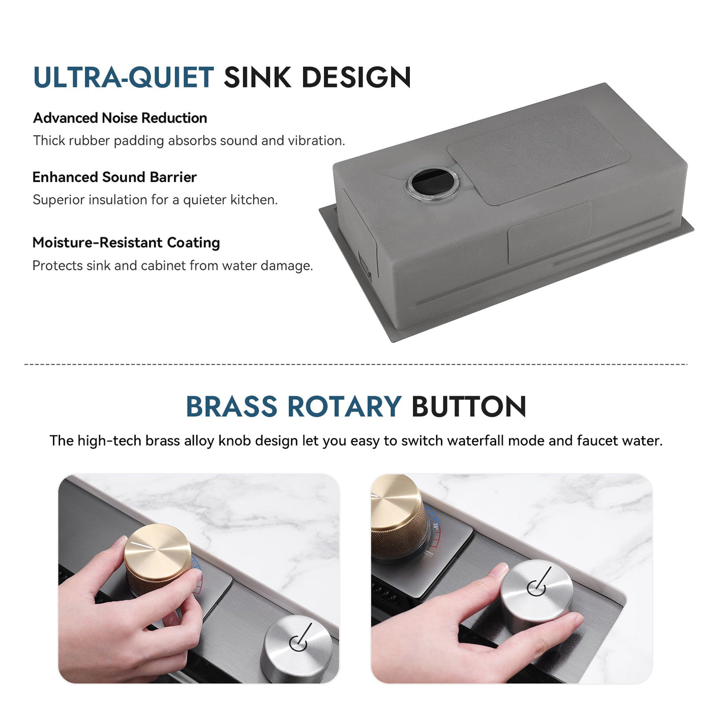 Metora Single Bowl Workstation Kitchen Sink Set with Waterfall Faucet-KS2203