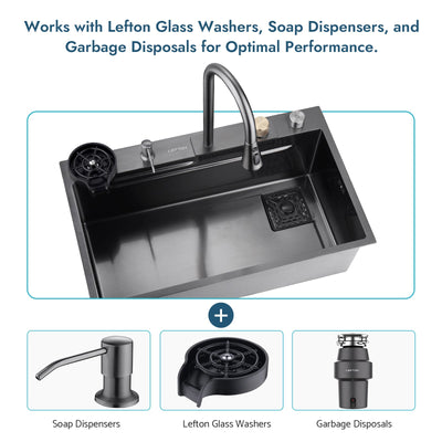 Metora Single Bowl Workstation Kitchen Sink Set with Waterfall Faucet-KS2203