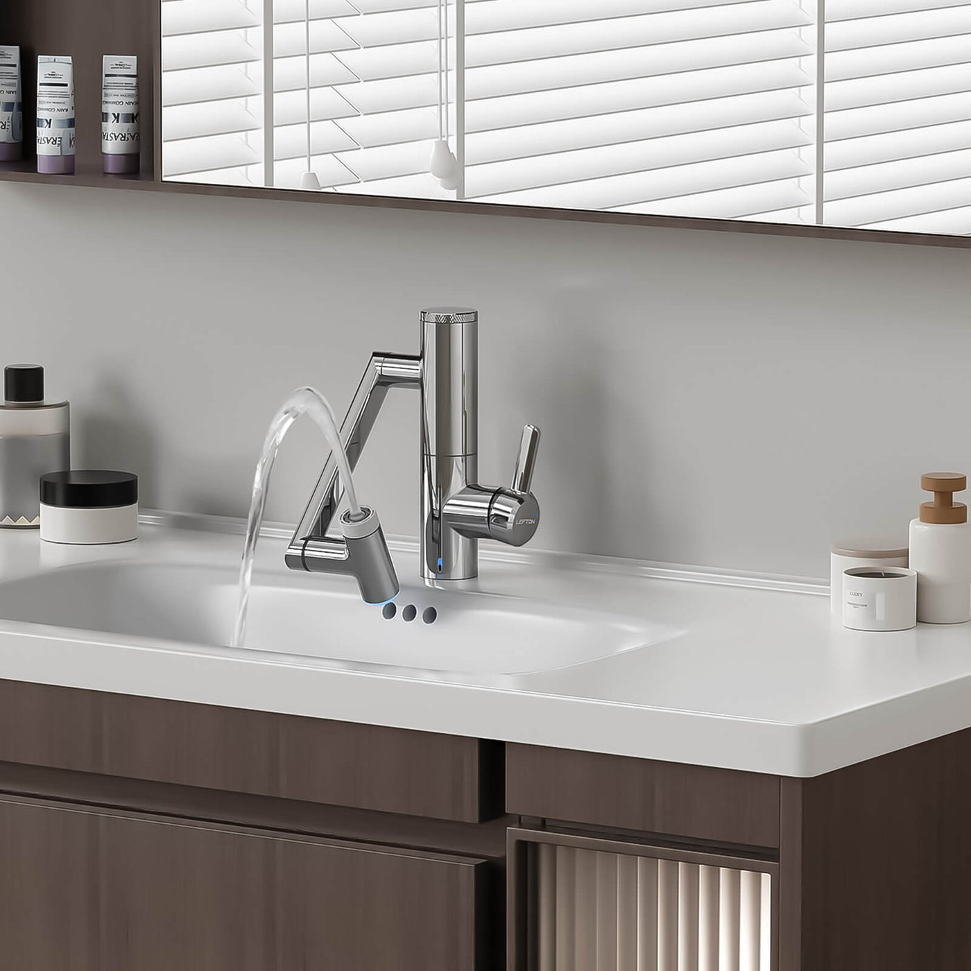 Metora Single-Hand 1080° Rotating Bathroom Built-in Filter Faucet With Temperature Display-BPF01