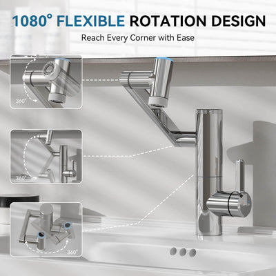 Metora Single-Hand 1080° Rotating Bathroom Built-in Filter Faucet With Temperature Display-BPF01