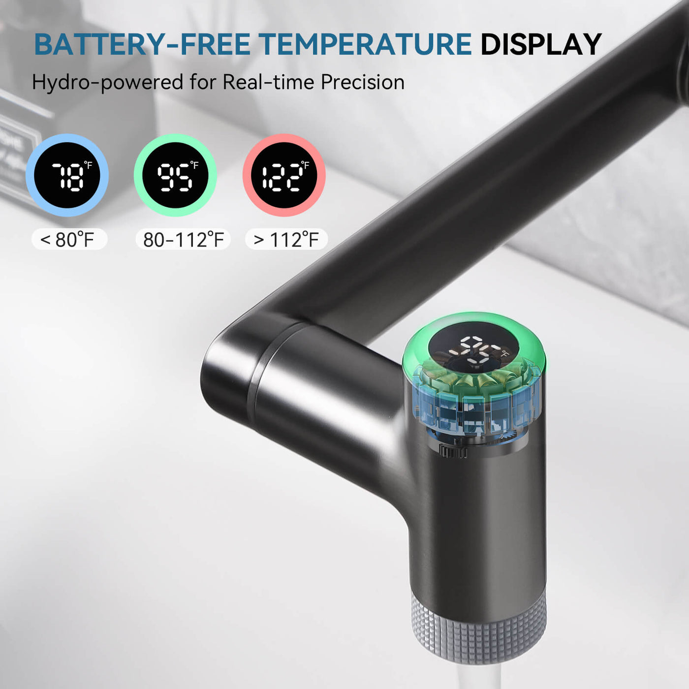 Metora Single-Hand 1080° Rotating Bathroom Built-in Filter Faucet With Temperature Display-BPF01