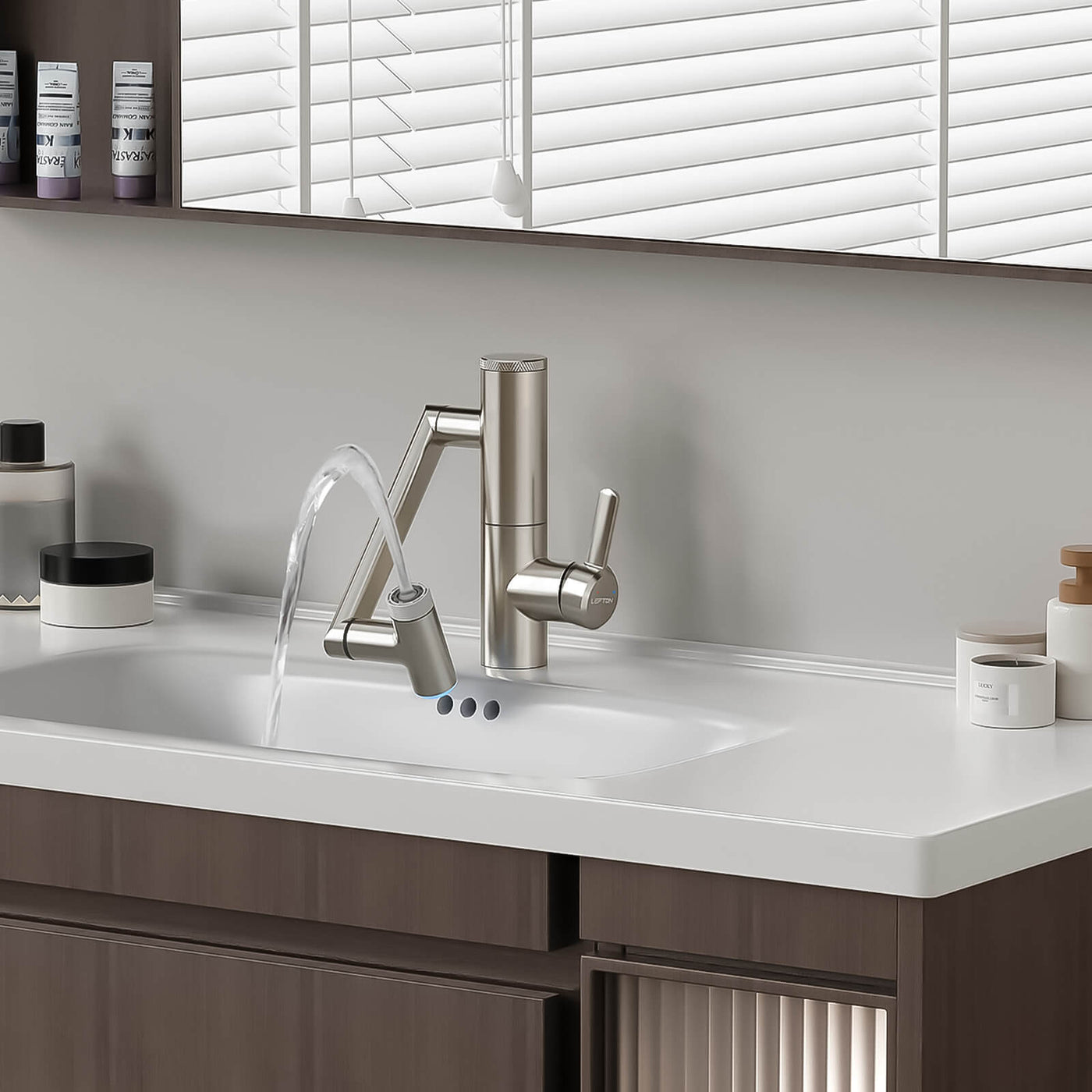 Metora Single-Hand 1080° Rotating Bathroom Built-in Filter Faucet With Temperature Display-BPF01