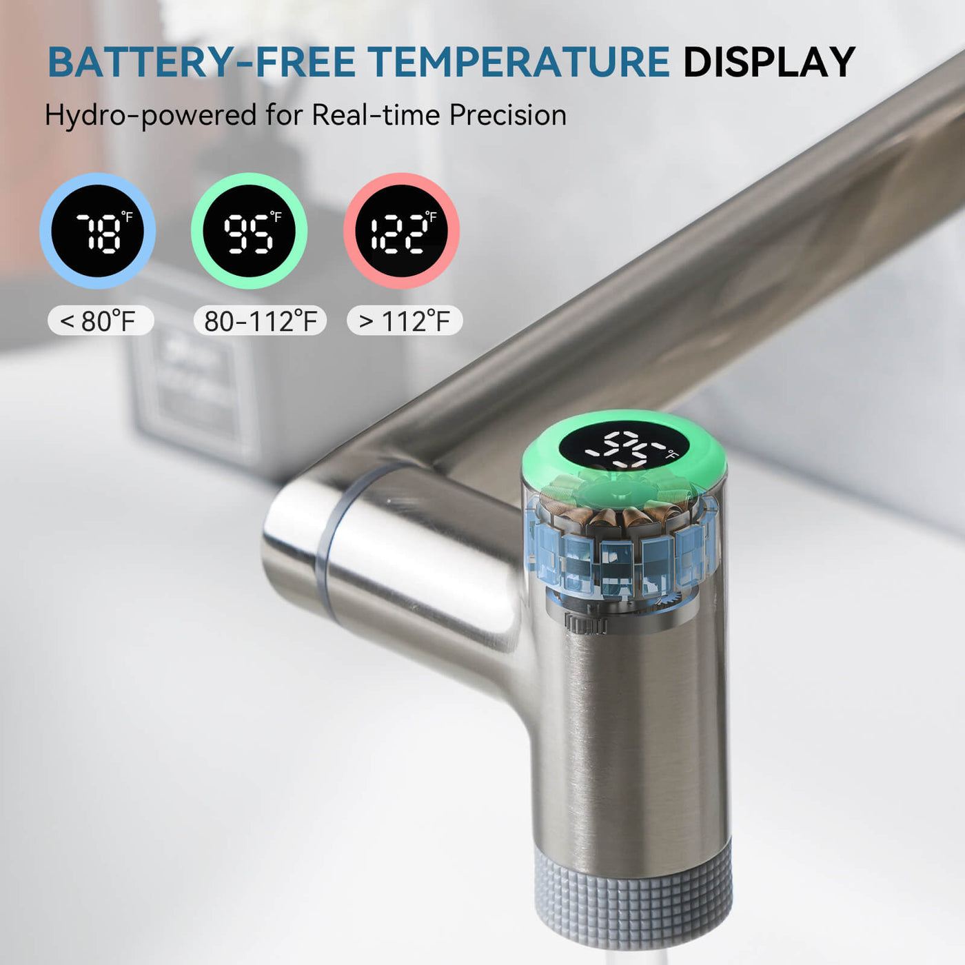 Metora Single-Hand 1080° Rotating Bathroom Built-in Filter Faucet With Temperature Display-BPF01