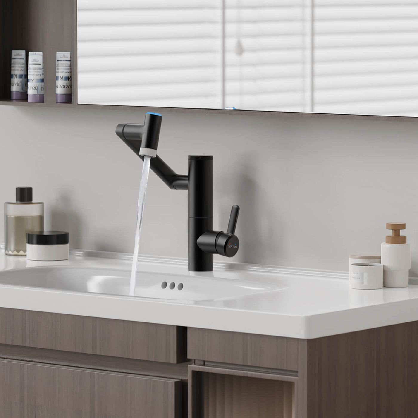 Metora Single-Hand 1080° Rotating Bathroom Built-in Filter Faucet With Temperature Display-BPF01