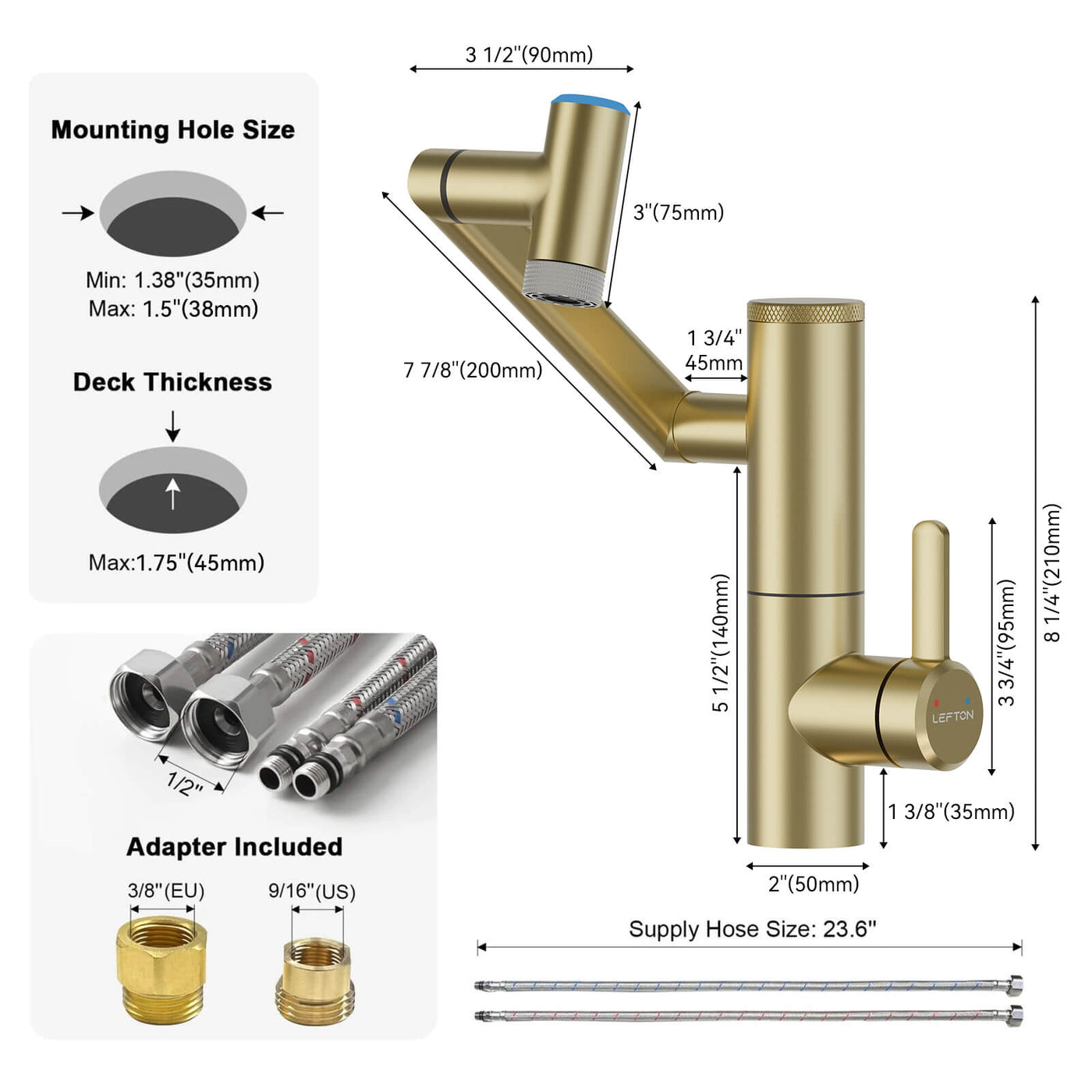 Metora Single-Hand 1080° Rotating Bathroom Built-in Filter Faucet With Temperature Display-BPF01