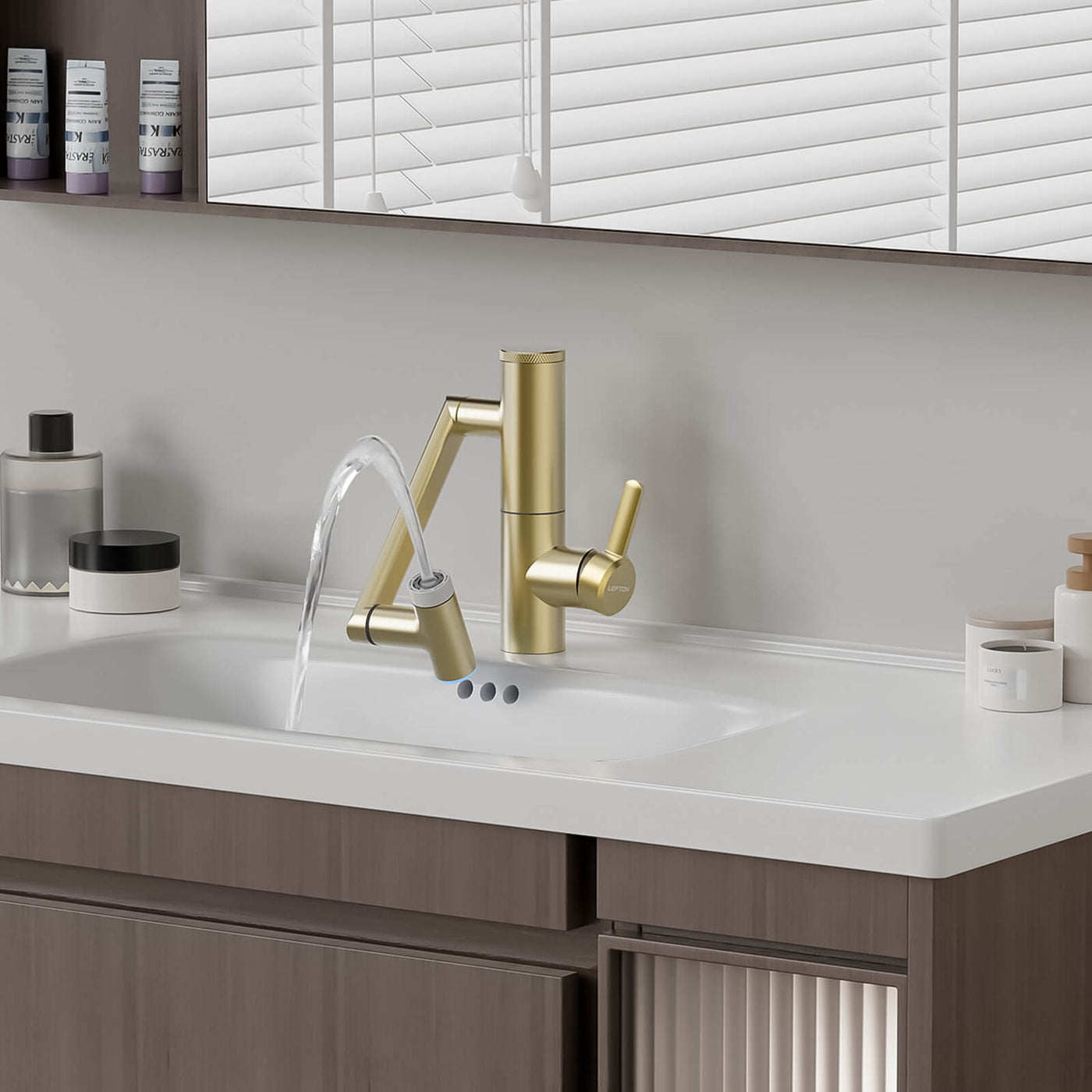 Metora Single-Hand 1080° Rotating Bathroom Built-in Filter Faucet With Temperature Display-BPF01