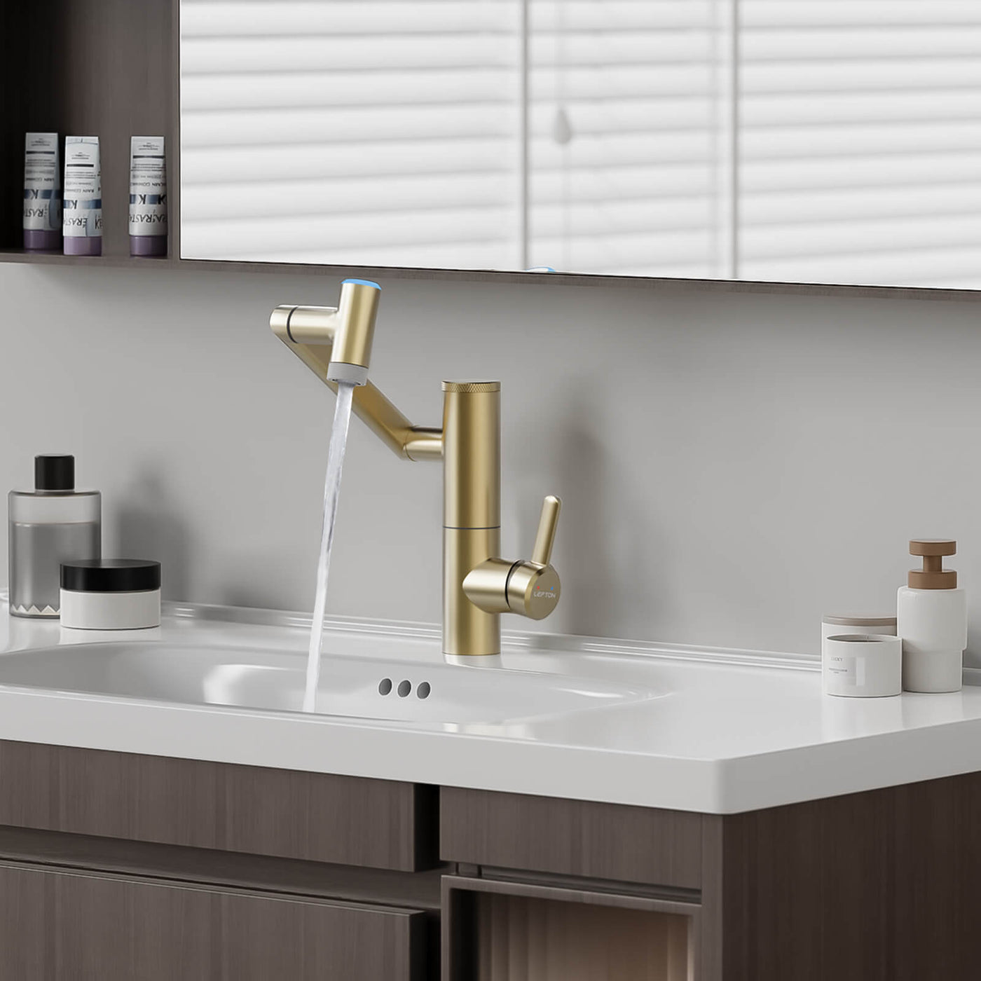 Metora Single-Hand 1080° Rotating Bathroom Built-in Filter Faucet With Temperature Display-BPF01