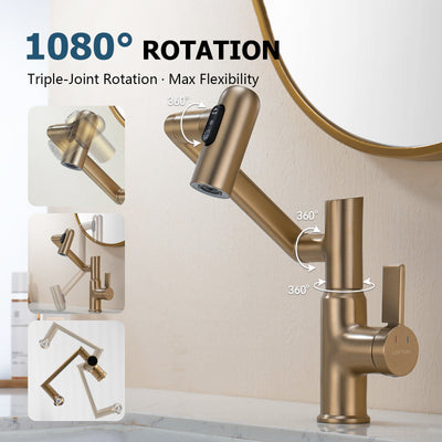 Metora Single-Hole Rotatable Faucet with Temperature Display-BF2204