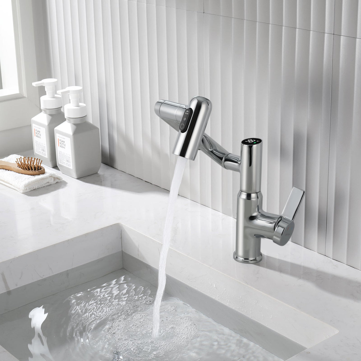 Metora Single-Hole Rotatable Faucet with Temperature Display-BF2204