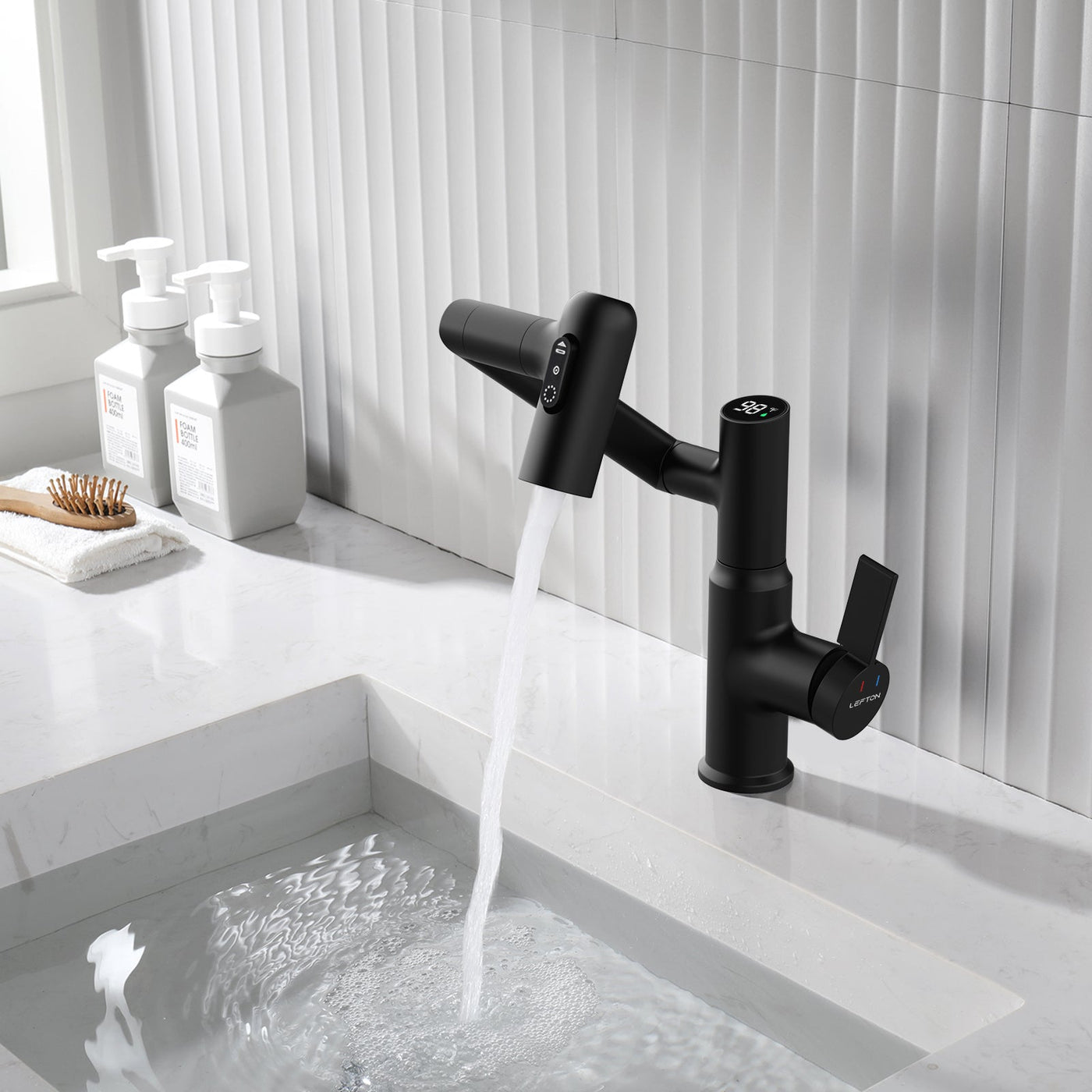 Metora Single-Hole Rotatable Faucet with Temperature Display-BF2204