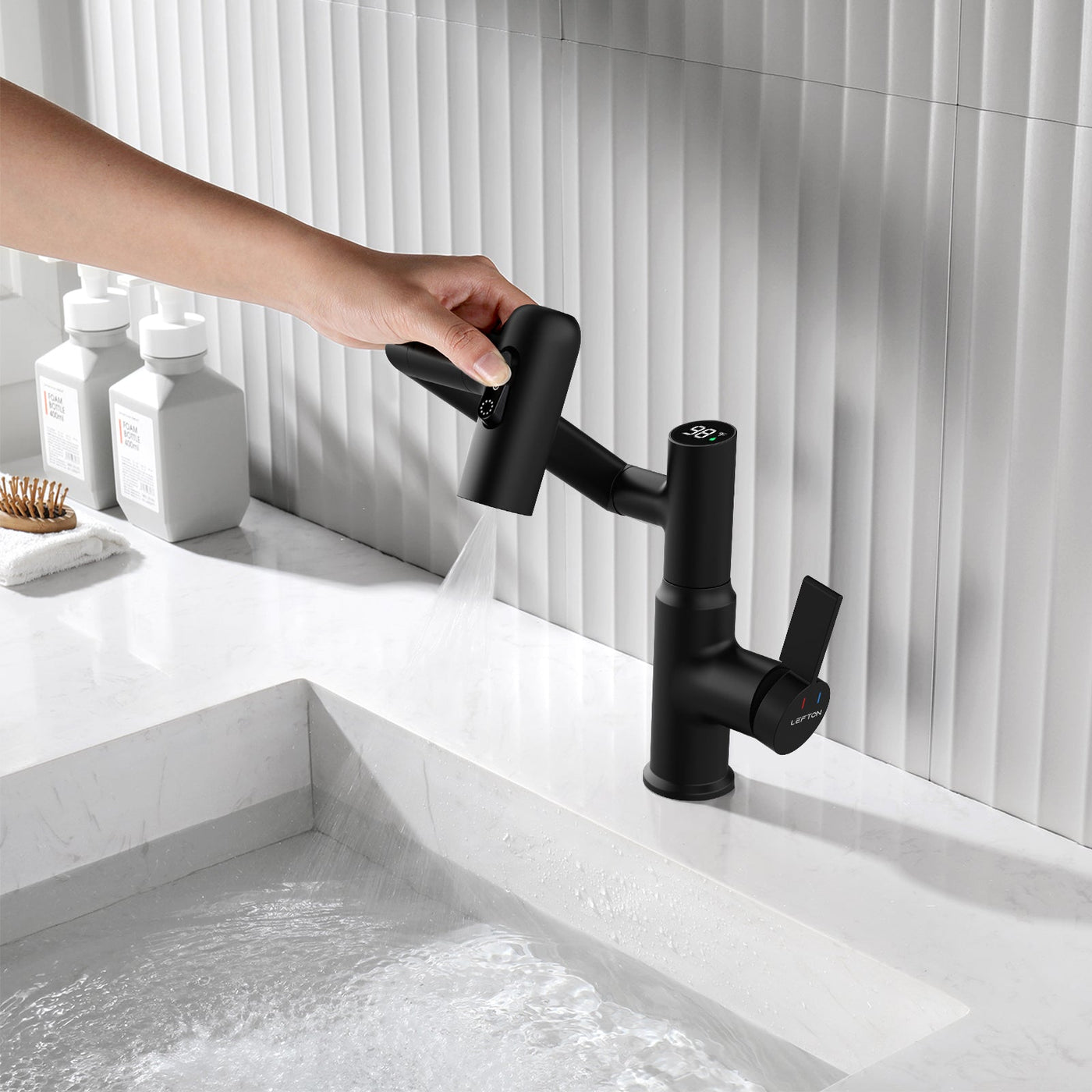 Metora Single-Hole Rotatable Faucet with Temperature Display-BF2204