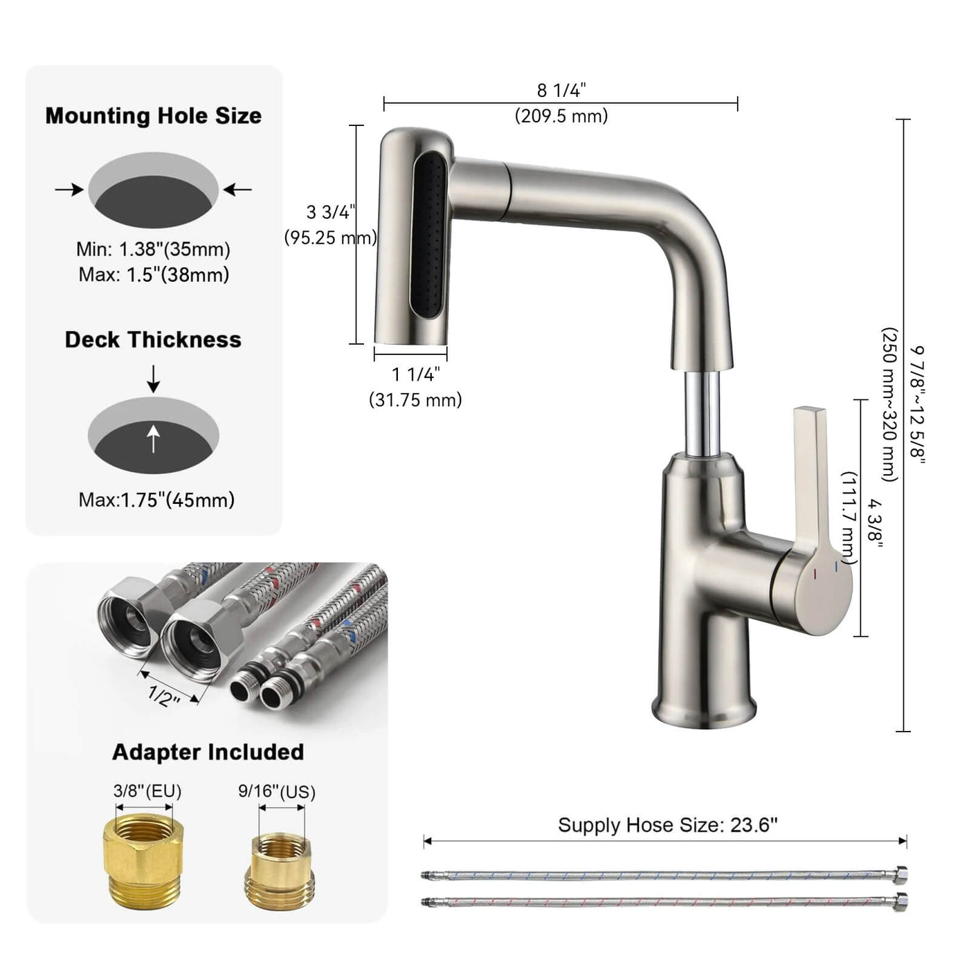 Metora Single-Hole Waterfall & Pull-Out Liftable Bathroom Faucet-BF2209