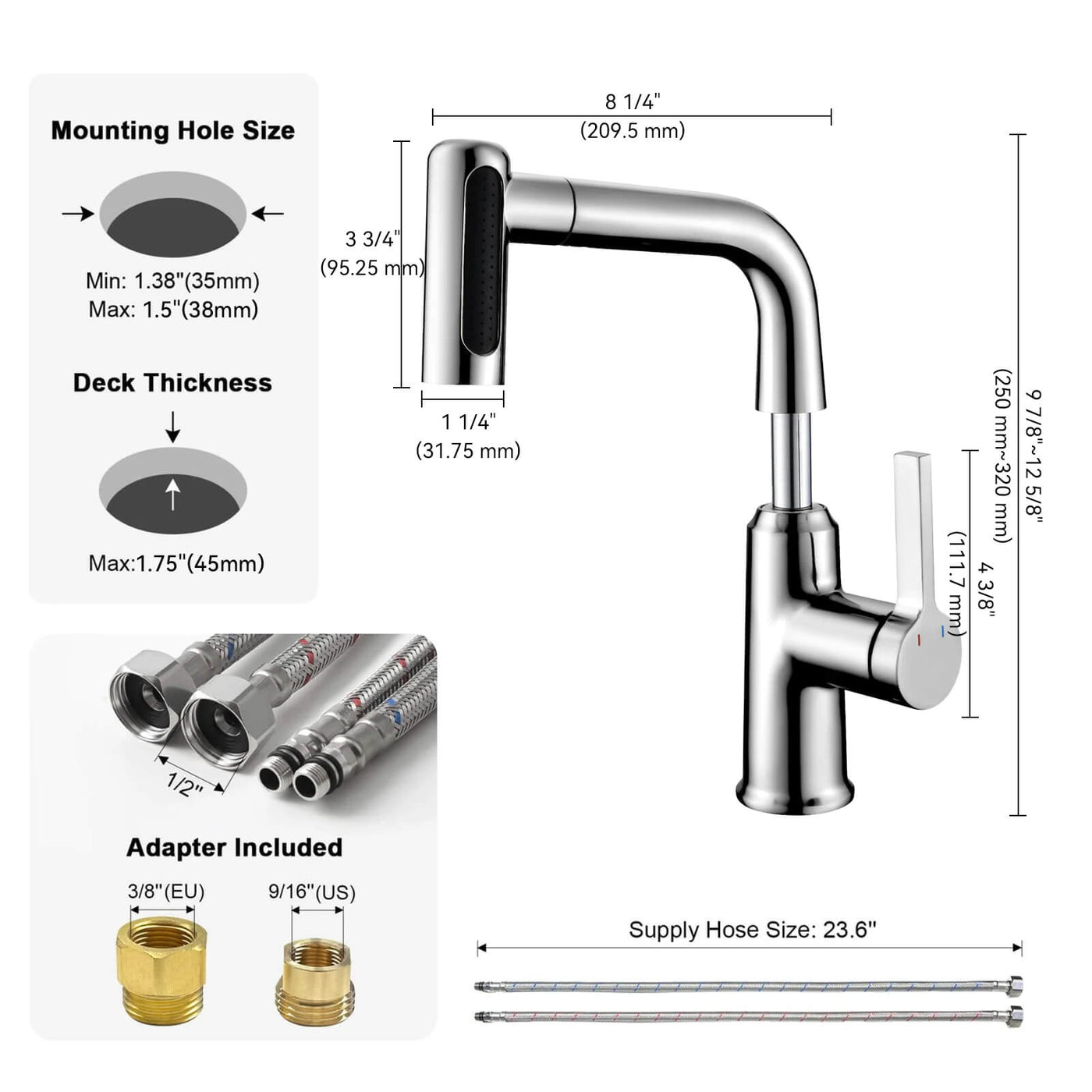 Metora Single-Hole Waterfall & Pull-Out Liftable Bathroom Faucet-BF2209