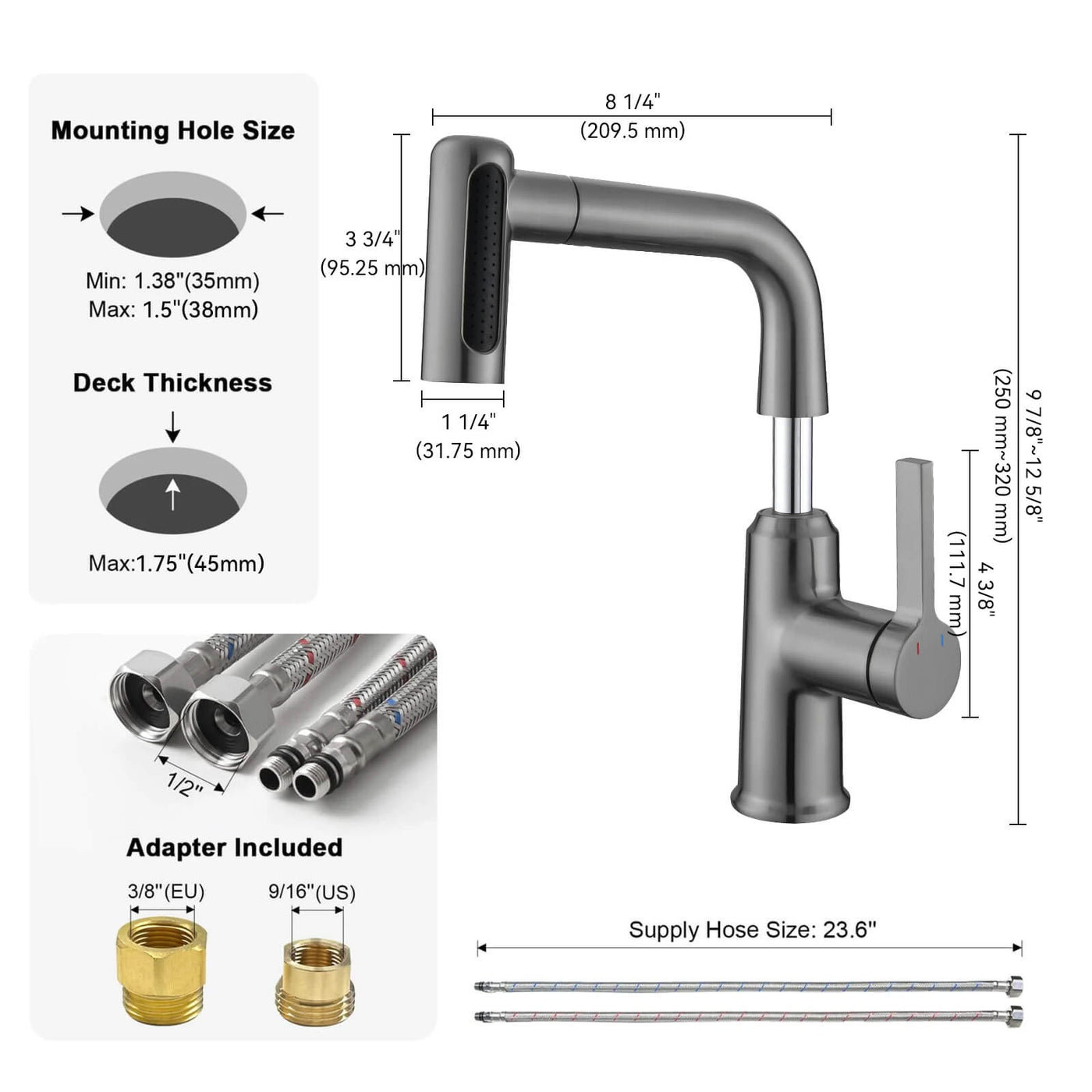 Metora Single-Hole Waterfall & Pull-Out Liftable Bathroom Faucet-BF2209