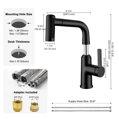 Metora Single-Hole Waterfall & Pull-Out Liftable Bathroom Faucet-BF2209