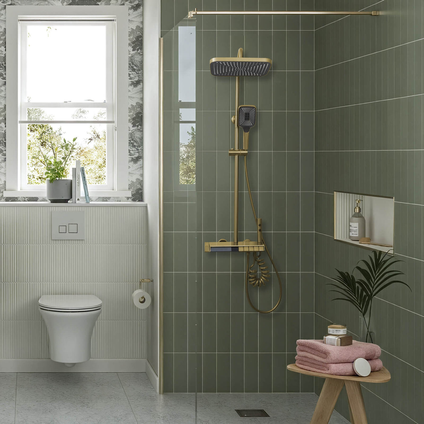 Metora Thermostatic Shower System with 5 Water Modes and Temperature Display Screen-SST2206