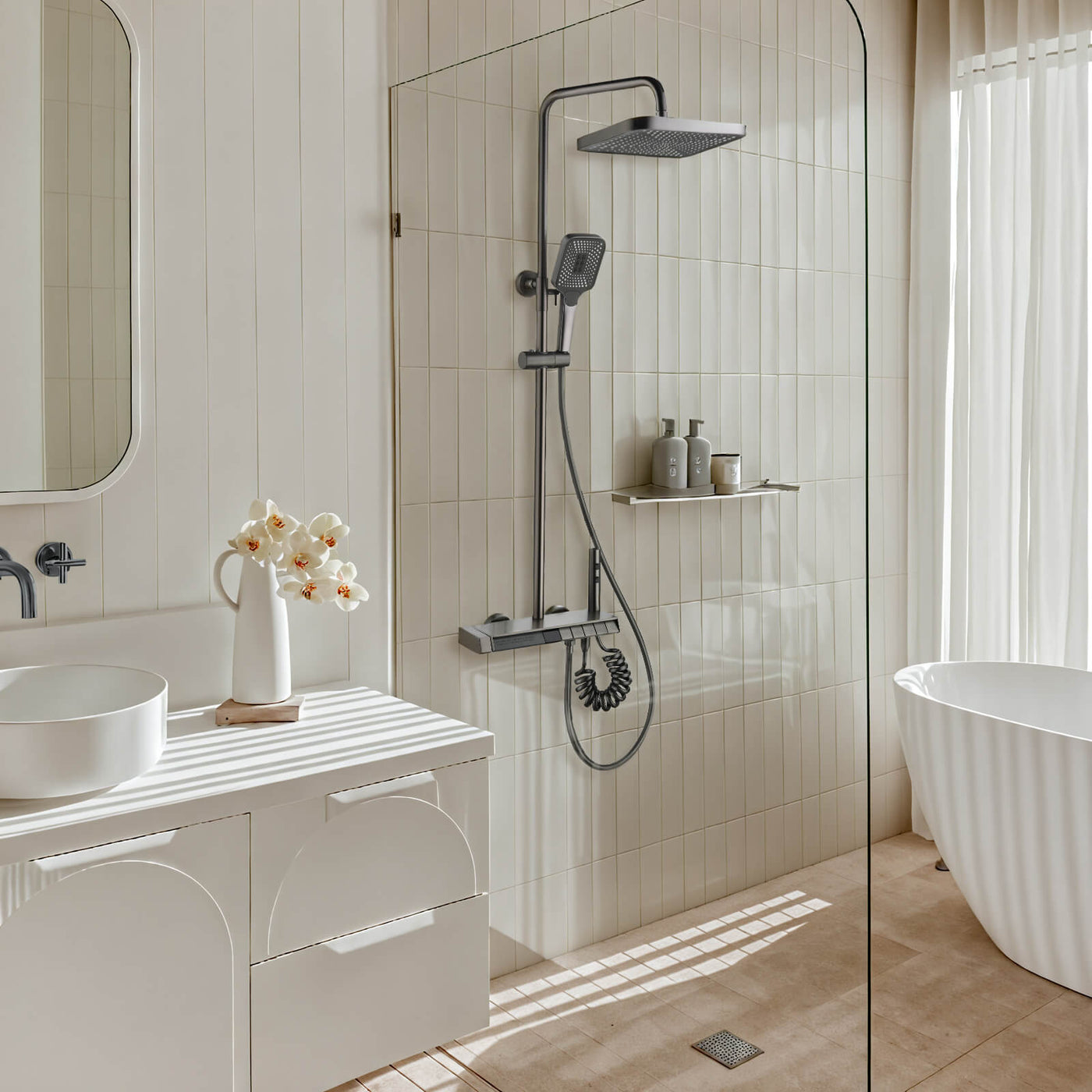 Metora Thermostatic Shower System with 5 Water Modes and Temperature Display Screen-SST2206