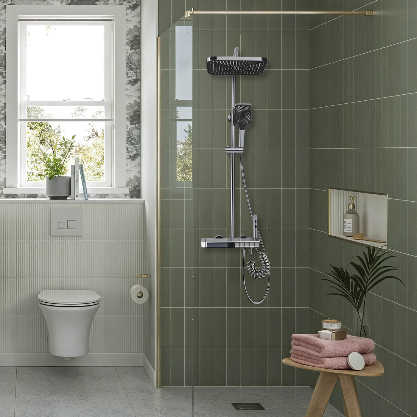 Metora Thermostatic Shower System with 5 Water Modes and Temperature Display Screen-SST2206