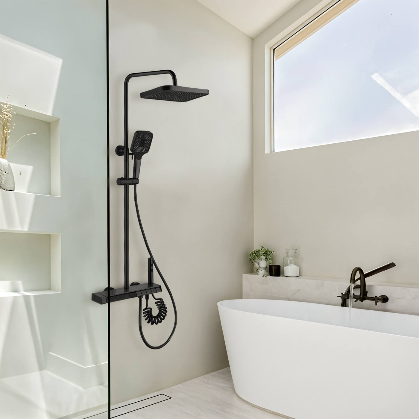 Metora Thermostatic Shower System with 5 Water Modes and Temperature Display Screen-SST2206