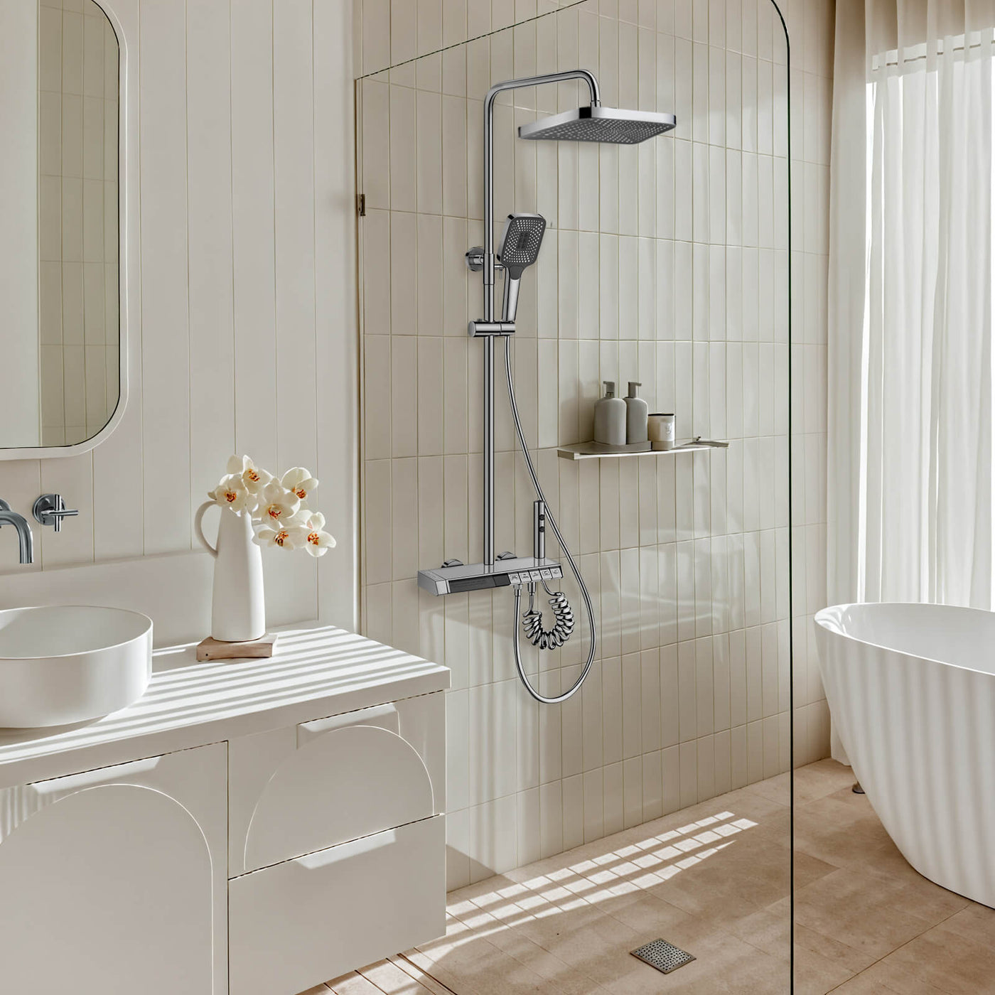 Metora Thermostatic Shower System with 5 Water Modes and Temperature Display Screen-SST2206