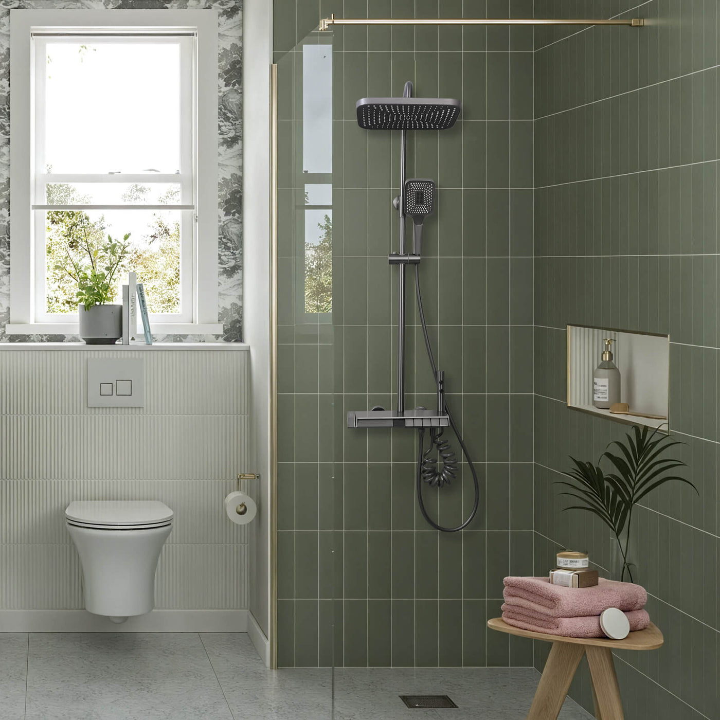 Metora Thermostatic Shower System with 5 Water Modes and Temperature Display Screen-SST2206