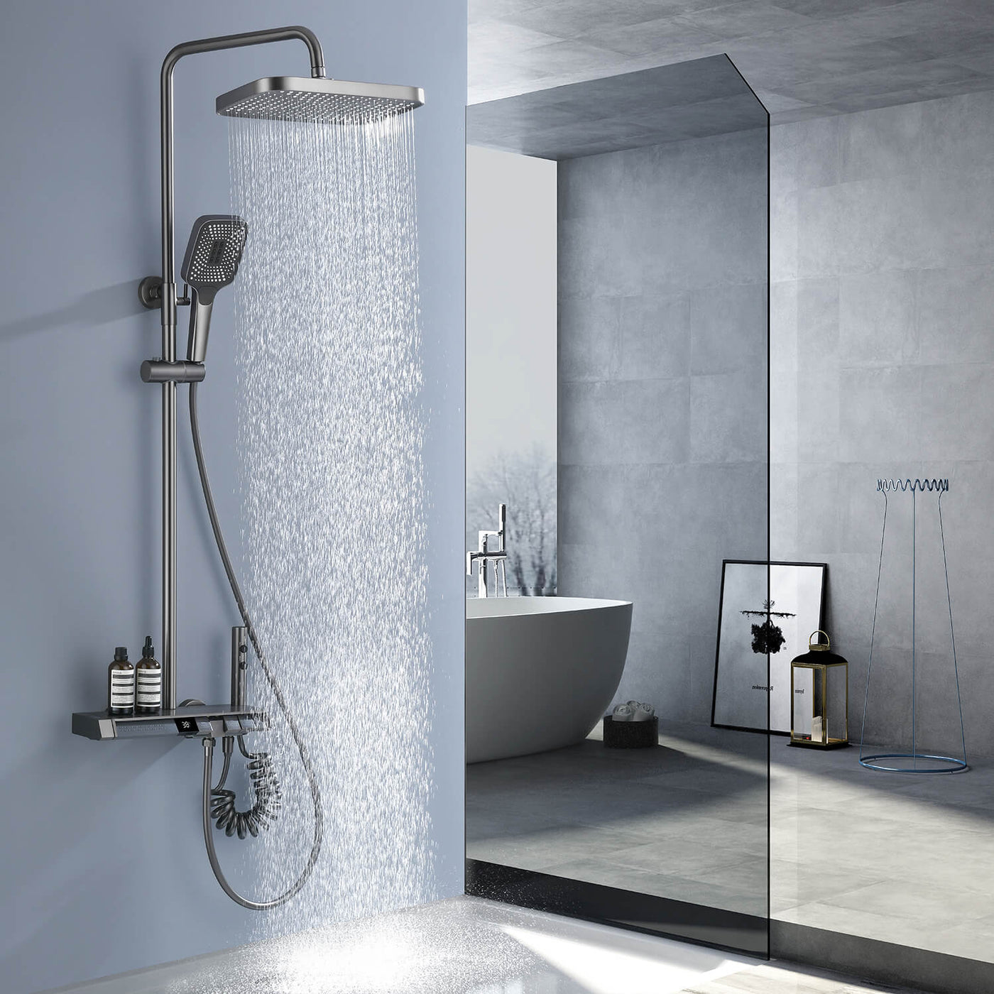 Metora Thermostatic Shower System with 5 Water Modes and Temperature Display Screen-SST2206