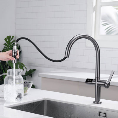 Metora Touchless Sensor & Pull-Down Kitchen Faucet with Temperature Display-KF2206