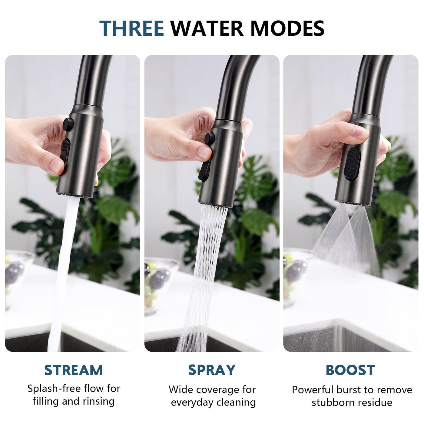 Metora Touchless Sensor & Pull-Down Kitchen Faucet with Temperature Display-KF2206