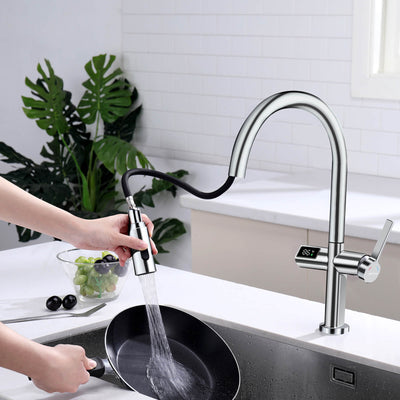 Metora Touchless Sensor & Pull-Down Kitchen Faucet with Temperature Display-KF2206
